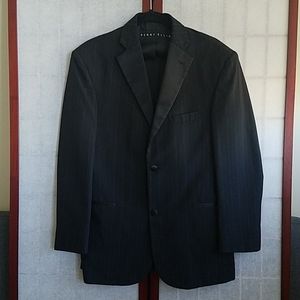 Perry Ellis Black tuxedo with wide pinstripes.